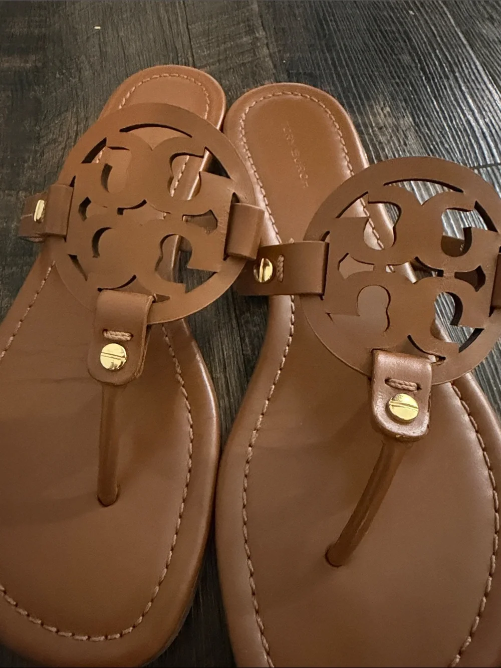Tory Burch Brown Miller Logo Thong Sandals - Picture 6 of 6
